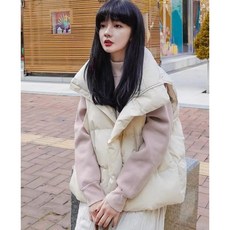 ANYOU 가을 겨울 여성용 패딩조끼 면조끼 경량 패딩조끼 보온하다 캐주얼 박시 코트