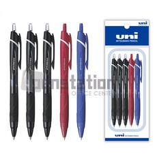 미쯔비시 유니 제트스트림 0.7mm 볼펜 세트, 0.7mm 블랙 3개+레드 1개+블루 1개 세트