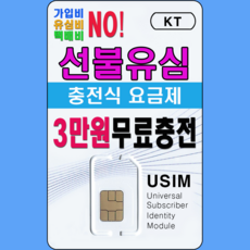 선불폰대장 KT 선불유심 3만원 무료충전 유심개통, 1개, 선불 LTE 45