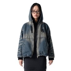 IUGAMAKARAS 이우가마카라스 12/1 배송 Wrinkle Washed Denim Hoodie Jumper (Deep Blue)