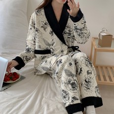 메자닌 강화 공기 면 가을 겨울 임산부 수유 잠옷녀 임신기