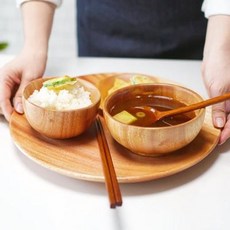 알럽하우스 우드식기 통원목 공기 대접 1인조 세트