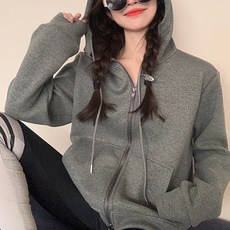 ANYOU 긴팔 오버핏 집업 후드티 아우터 캐주얼 배색 후드 맨투맨
