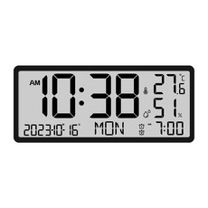 다용도 벽시계 거실 심플한 모던 알람 LCD 대형 스크린 전자 8303Y01, 02 Y01black-En
