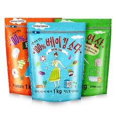 엄마의선택 베이킹소다1kg+과탄산소다1kg+구연산1kg, 1세트