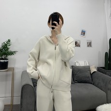 니트투피스 2019초가을 단색 모자달린스커트 캐시미어 세트여성 유행치마 레저 니트스커트 세트 테이퍼드 스타일 투피스 유행