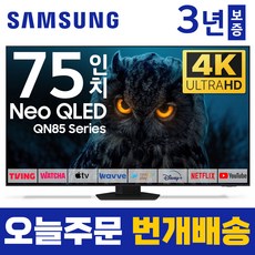 삼성 75인치 TV NEO 네오 QLED 4K UHD 120Hz 스마트 TV QN75QN85 유튜브 넷플릭스 미러링, 방문설치, 스탠드형, 75형