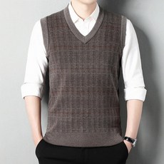 남성용 가을 겨울 체크 니트 조끼 men's knit vest 카카매이 A31 E091M956