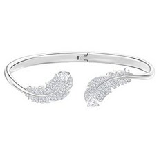 SWAROVSKI 여성용 멋진 깃털 로듐 크리스탈 팔찌 목걸이 귀걸이 컬렉션