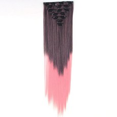 붙임머리 블랙 헤어 익스텐션 24인치60cm 130g 7pcs세트 여성용 긴 생머리 합성 모발 풀 헤드 클립 인 피스 1 제트, 2#T1632, 1개