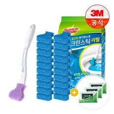 [핸들+리필1입/살균티슈10매x3개 추가][3M]올인원 변기청소 크린스틱 리필 20입