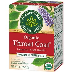 Traditional Medicinals Organic Throat Coat Herbal Tea Supports Throat Health (Pack of 1) - 16 Tea, 16 bag (1박스/총 16티백), 1개