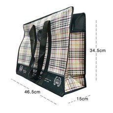 가로46.5X세로34.5X폭15cm 쇼핑백 체크 블랙 타포린