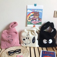 캐릭터 스누피 찰리 먼지 양털 뽀글이 가방