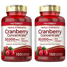 Horbaach Cranberry 30000mg Vitamin C 호바흐 크랜베리 30000 mg 비타민 C 150캡슐 2병, 150정, 2개