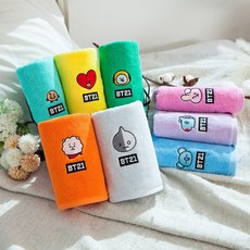 BT21 페이셜 세면타올 140g, 8매, 슈키(민트)