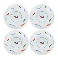 [4p 세트] 일본 아리타 원형 도자기 고추무늬 접시세트, 화이트, 4개, 4개 1세트