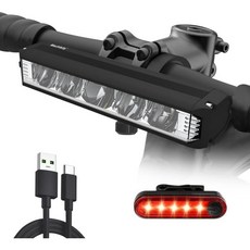 2022년 최신 대용량 슈퍼 브라이트 LED 바이크 라이트USB 충전식 자전거 헤드라이트5 모드 방수 헤드라이트 테일라이트 주간주행등 남성 여성 액세서리, 1800 LumenMIOAKAR MIOAKAR, 1800 Lumen