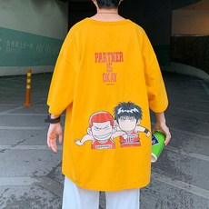 슬램덩크티셔츠  [실버플라워]남성 박스티 라운드넥 슬램덩크 반팔 티셔츠003 
