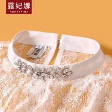 판도 레이스셔츠 루피나 겨울 가을 신품 셔츠 와이셔츠 넥케이프 페이크카라 펀칭 레이스 스톤 스탠딩카라 장식 페이크 칼라