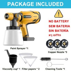 전기 무선 스프레이건 HVLP 페인트 분무기 Dewalt 20V 배터리용 가구 코팅 에어 브러시 Makita 18V 배터리용 1500W, 2) For Dewalt, 1개