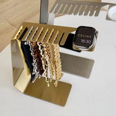 오르몽트 애플워치 스트랩 거치대 보관 충전 거치대 줄걸이 보관함 스탠드형 홀더 정리함 수납 진열대, 골드