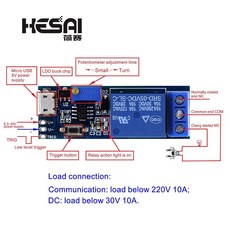 스마트 전자 5 v 30 v 지연 릴레이 타이머 모듈 트리거 지연 스위치 마이크로 usb 전원 조절 릴레이 모듈, 1개
