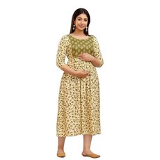 MAGHMA 여성용 임산부 드레스 Kurti 임산부 여성용 모유 수유 드레스 꽃무늬 맥시 임산부 드레스 하늘색
