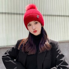 폼폼비니 방울비니 겨울모자 보온 방한 니트 빅 여성 가을 두터운 융털 풀오버