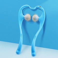 목 경추 수동 마사지기 스트레칭 견인기 안마기, 스카이 블루 [충전 모델]