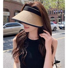 김시스터 돌돌이 썬캡 여성 여름 UV 자외선차단 라탄 모자