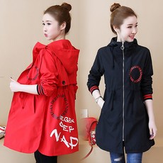 후드바람막이 여성 봄계절 하프기장 레드 캐쥬얼 옷 트렌드 긴 소매 슬림핏 야구복 풍장