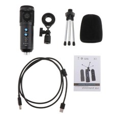 FWT 게임 채팅 화상 회의 녹화 용 삼각대 스탠드가있는 USB 마이크, 단일 지향성 콘덴서 USB 마이크