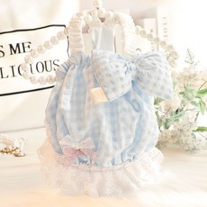FULIBS 강아지여름옷 리본 벌룬 나시 원피스 순면, 블루, 1개