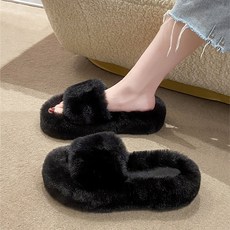 여성 소프트 털슬리퍼 4CM키높이 통굽 털 슬리퍼 Women's slippers