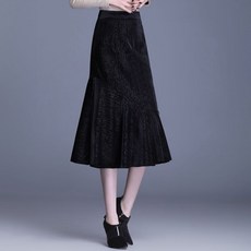두손드림# 겨울 a라인 미디 롱 치마 벨벳 스커트