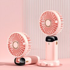 USB 충전식 선풍기 전화 스탠드 디스플레이 화면 핸드헬드 미니 접이식 휴대용 목 걸이식 5 단 속도, A1 cherry blossom, 1개