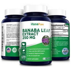 Nusa Pure 누사퓨어 바나바잎 추출물 코로솔산 Banaba 250mg 200정, 1개