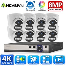 영어 매뉴얼 보안 카메라 시스템 8CH 8MP POE NVR 키트 IP 카메라 양방향 오디오 얼굴 검측 야외 P2P 영상 감시 장치, 2T, 유럽 연합 플러그, 8CH NVR 8pcs 카메라, 1개