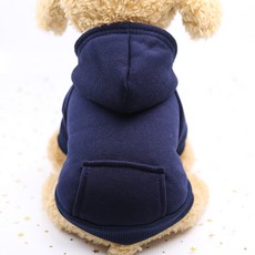 강아지발관리용품 강아지옷 가을겨울 애완동물 고양이 퍼그 불도그 푸들 슈나우저 저먼핀셔 다리두개 강아지 용품, C04-L가슴둘레 42등길이 30cm, T03-포켓형 후드티 순수짙은남색 색