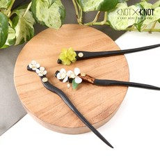 [KNOTXKNOT] 추석 명절 글래스 앤 자개 우드 비녀 3종 세트