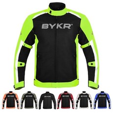 BYKR 메시 오토바이 재킷 남성용 듀얼 스포츠 어드벤처 통기성 라이딩 보호 Enduro CE 아머드 밀리터리 그린. 546594, Large_형광 그린, 형광 그린_XX-Large
