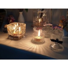 천연밀랍티라이트캔들 20구 (무향) + 캔들홀더 선물세트구성, 금색, 메리고홀더