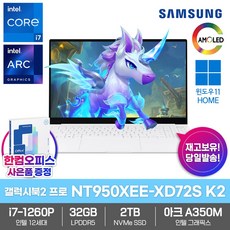 삼성 노트북 갤럭시북2 프로 NT950XEE-XD72S K2 32GB램 SSD2TB Win11 인텔 i7-1260P AMOLED 15.6 초경량