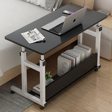 Unihome 프리미엄 높이조절 이동식 사이드 테이블 다용도 컴퓨터 책상, 블랙