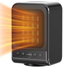 Lerat 스페이스 히터 온도 조절 장치가 있는 휴대용 전기 히터 1500W PTC 고속 가열 세라믹 룸 소형 히터 3가지 모드 1-12H 타이머 실내 사용 사무실 침실, Black