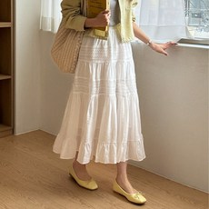 데일리앤 사빈 아일렛 펀칭 레이스 프릴 캉캉 롱스커트 여름 치마 일리앤 사빈 아일렛 펀칭 레이스 프릴 캉캉 롱스커트 여름 치마