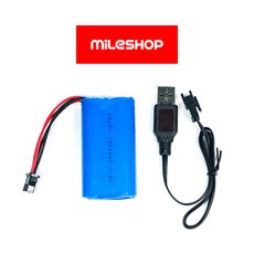 2301 물총 배터리 7.4V 1500mAh 리튬 JST SM 4핀 USB 충전케이블 세트, 7.4V 1500mAh 배터리