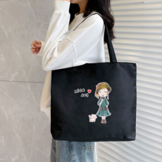 보라캔버스 일러스트 지퍼 에코백 데일리
