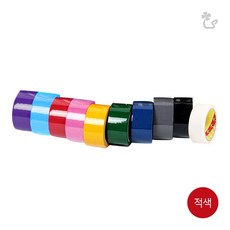 (국내산 컬러 박스테이프 낱개) 칼라 색깔 OPP 택배 포장 이사, 적색, 1개